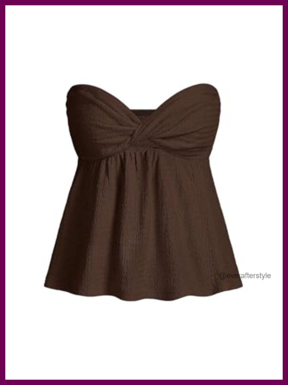Twist Front Peplum Tube Top Strapless Sleeveless Bandeau Flared Ruffle Hem